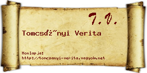 Tomcsányi Verita névjegykártya